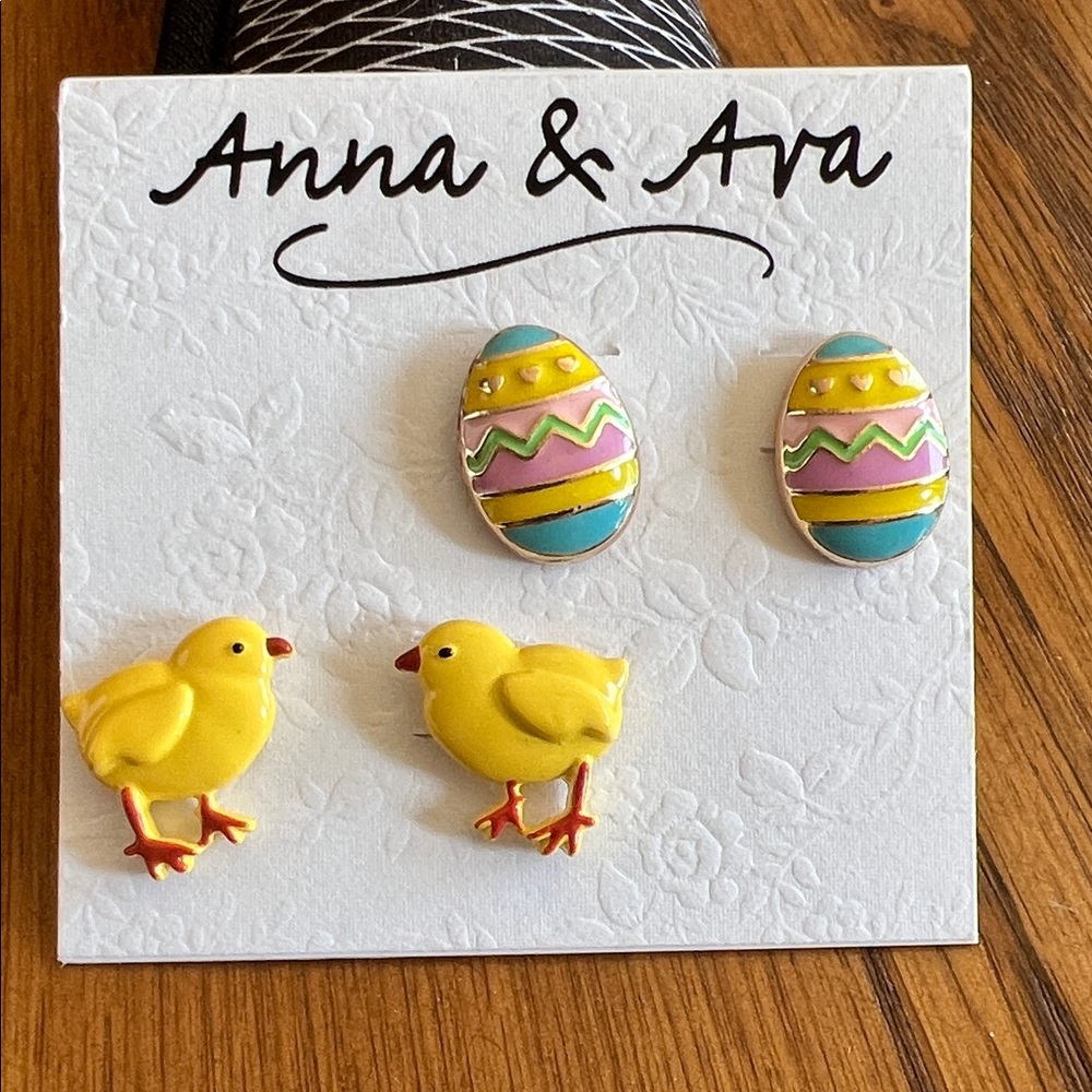 Anna & Ava Yellow Chick and Colorful Egg Earrings Perfect for Easter